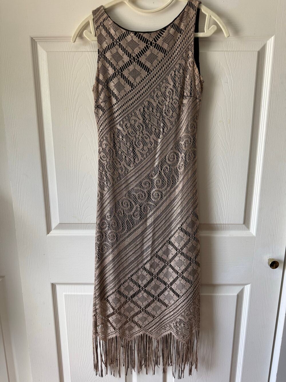 Breakin’ Loose Vintage Y2K Lace Fringe Midi Dress Gatsby Flapper Sz Juniors‎ 7/8